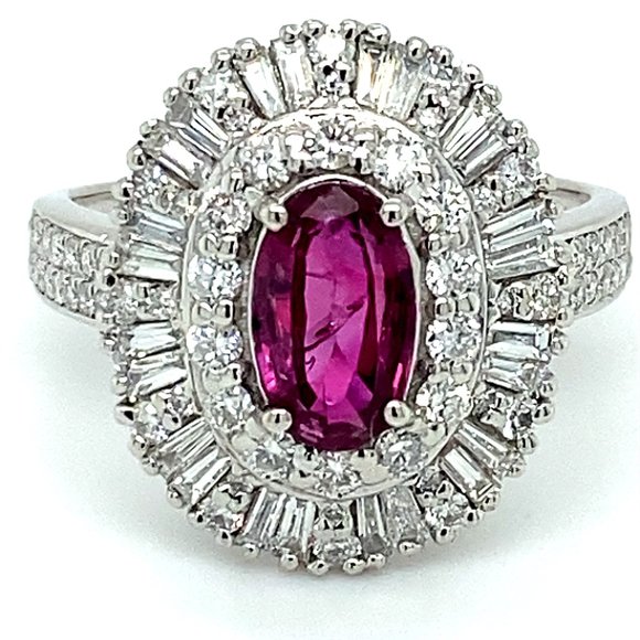 Certified Mozambique Ruby 1.05ct Diamonds Pla Ring - Picture 6 of 9